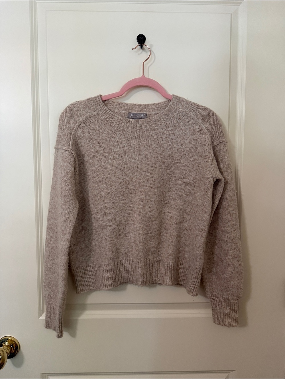 J. Crew Merino Wool Alpaca Blend Sweater Small Oatmeal Beige Cozy Knit